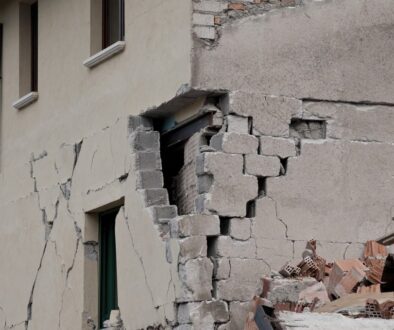 Earthquake damage on concreate building