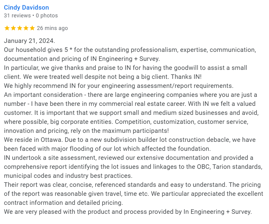 Client Review: 5 Stars for an Engineering Report